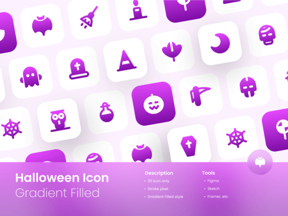 A Halloween Icon Set with Modern Gradient Filled Style