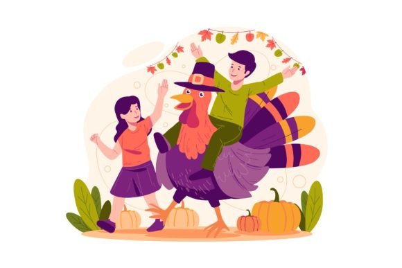 Capturing Thanksgiving Joy with Kids Playing with a Thanksgiving Turkey