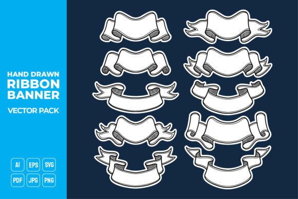 Elevate Your Visual Projects with Hand Drawn Ribbon Banner Vector Pack 12