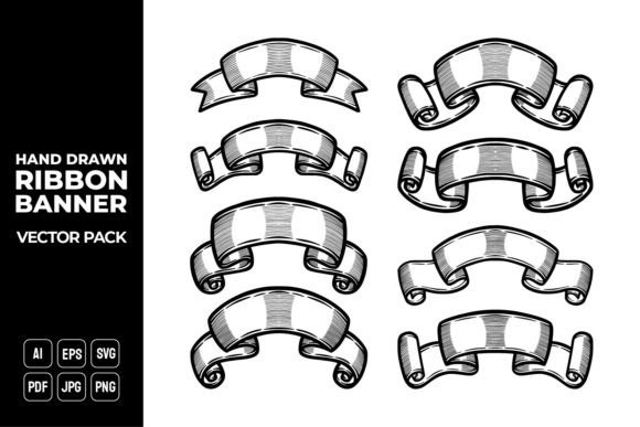 Elevate Your Visual Projects with Hand Drawn Ribbon Banners Vector Pack 3
