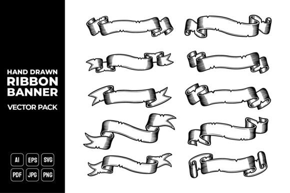 Hand Drawn Ribbon Banner Vector Pack 17: A Design Toolkit for Modern Creators
