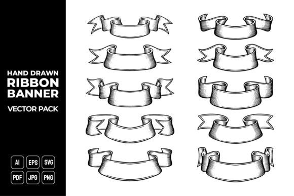 Hand Drawn Ribbon Banner Vector Pack 19: A Versatile Tool for Creative Branding