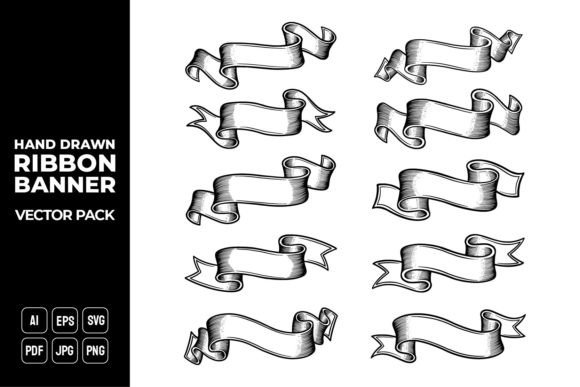 Hand Drawn Ribbon Banner Vector Pack 20: A Versatile Tool for Modern Branding and Design