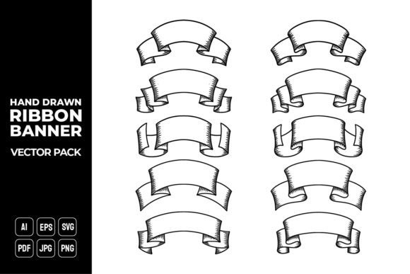Hand Drawn Ribbon Banner Vector Pack 21: A Versatile Tool for Modern Branding and Design