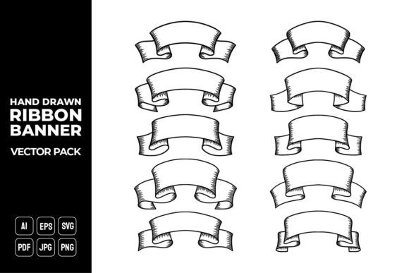 Hand Drawn Ribbon Banner Vector Pack 22