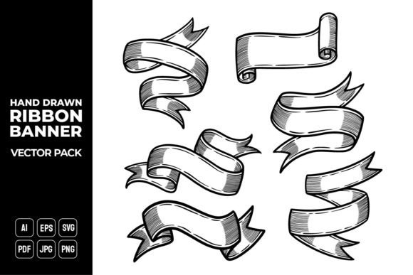Hand Drawn Ribbon Banners Vector Pack 6: Your Toolkit for Adding Personality to Projects