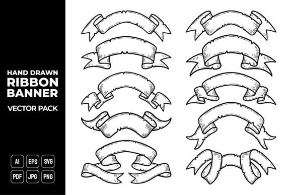 Hand Drawn Ribbon Banners Vector Pack 8: Your Creative Toolkit for Authentic Visual Communication