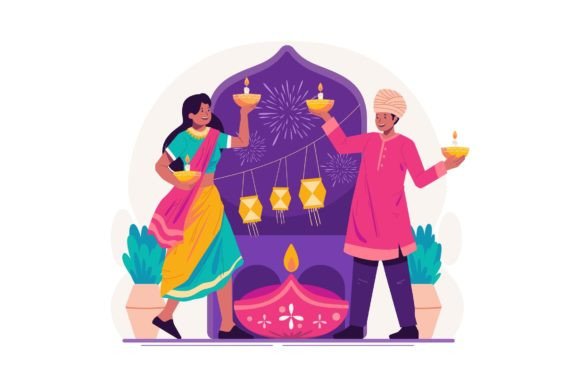 The Cultural Power of Design: How Festive Illustrations like 'A Couple Celebrate Diwali' Connect Brands to Global Audiences