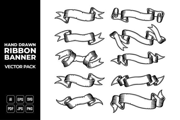 Unlock Creativity with Hand Drawn Ribbon Banner Vector Pack 18
